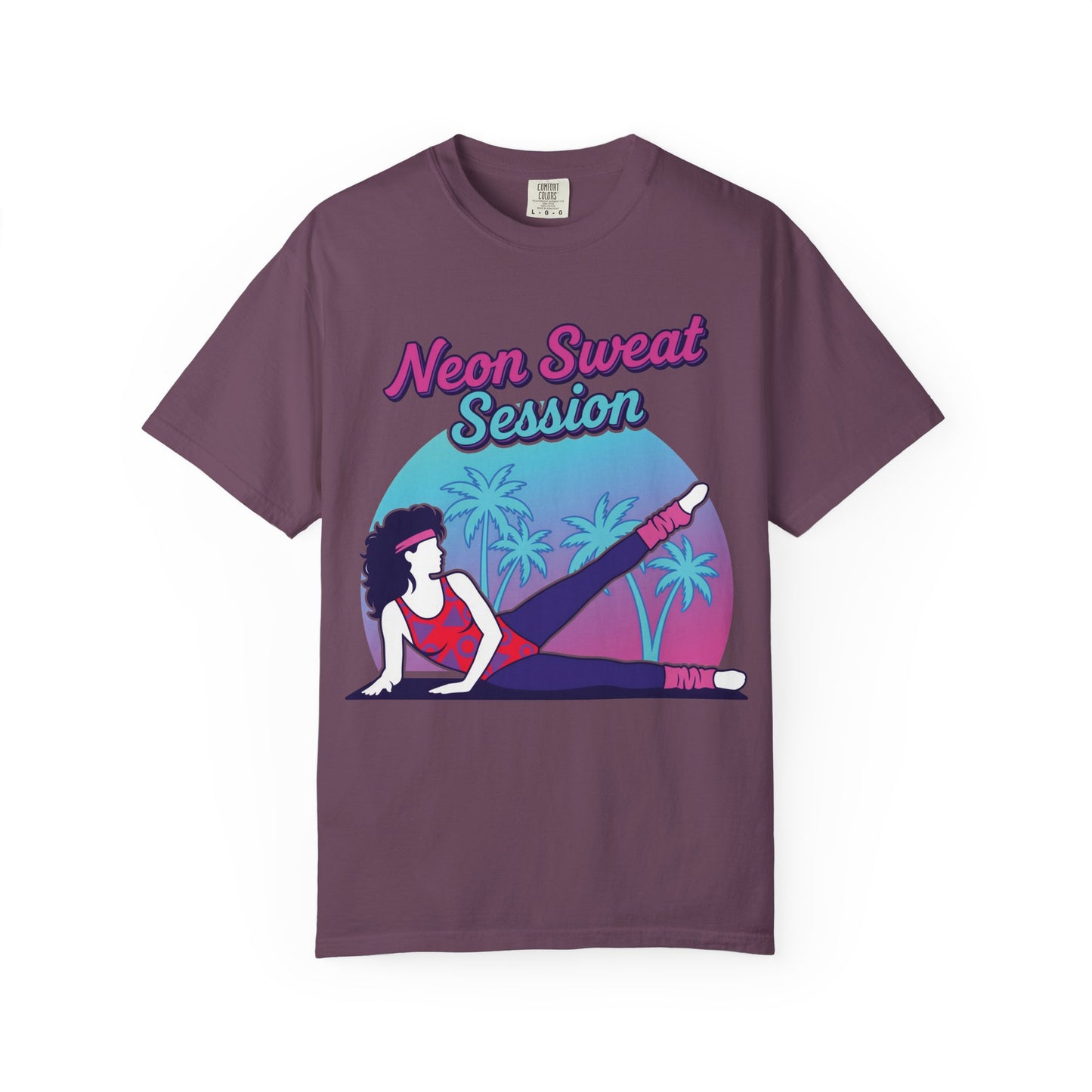 Neon Sweat Session Retro 80s Aerobics Graphic Tee | Vintage Workout Shirt