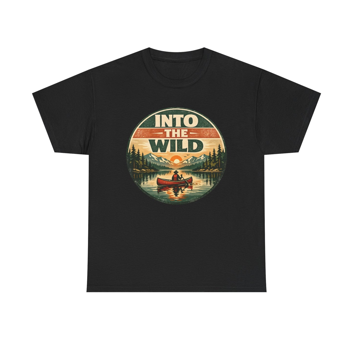 Into the Wild Canoe Badge Tee | Vintage Outdoor Graphic Shirt | Camping Adventure Gift