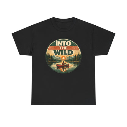 Into the Wild Canoe Badge Tee | Vintage Outdoor Graphic Shirt | Camping Adventure Gift