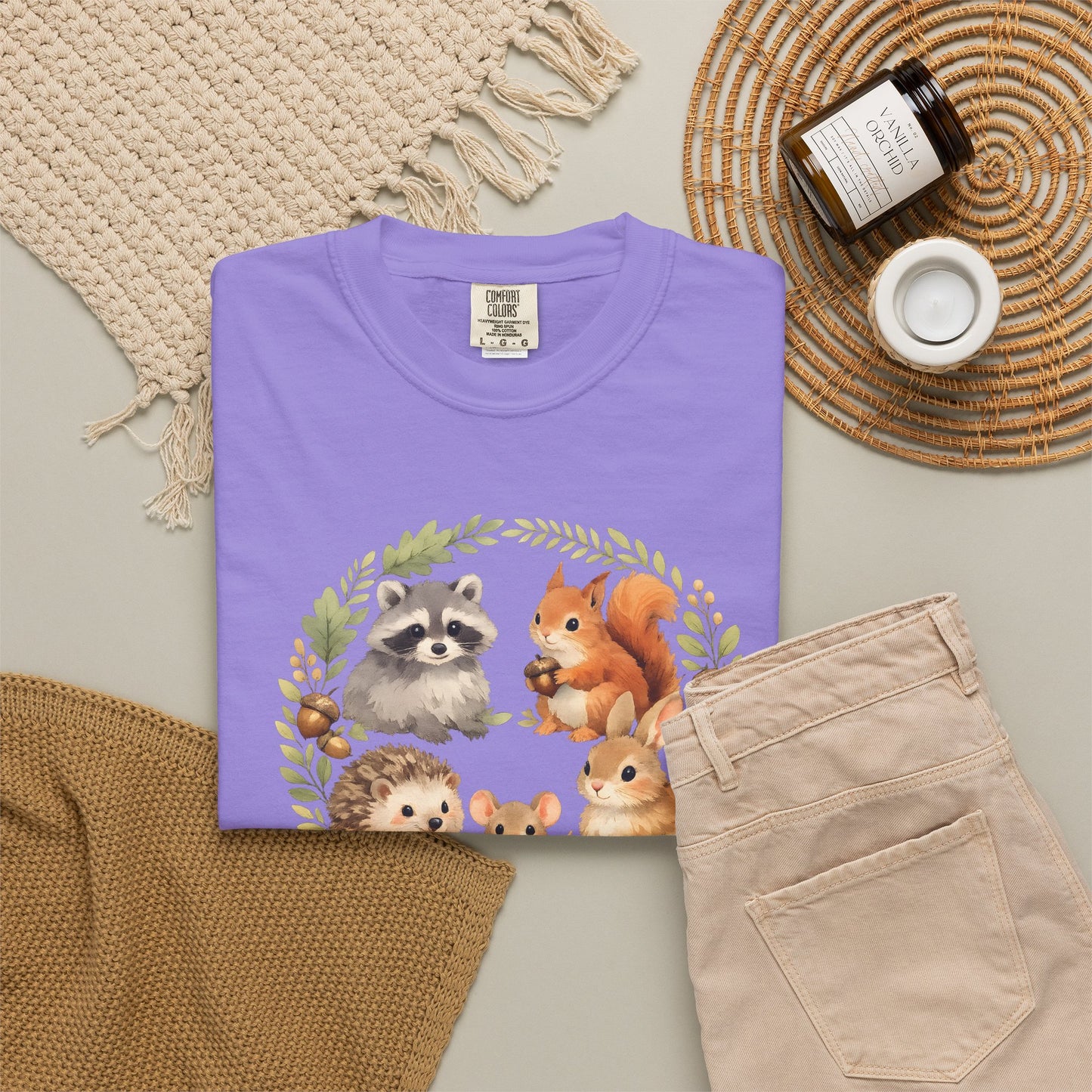 Woodland Animals Circle Watercolor Tee | Forest Creature Gift Shirt | Nature Lover