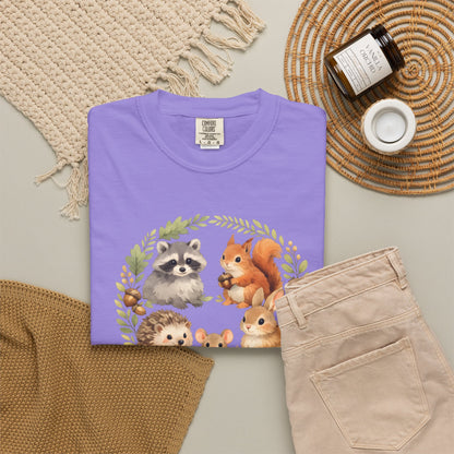 Woodland Animals Circle Watercolor Tee | Forest Creature Gift Shirt | Nature Lover
