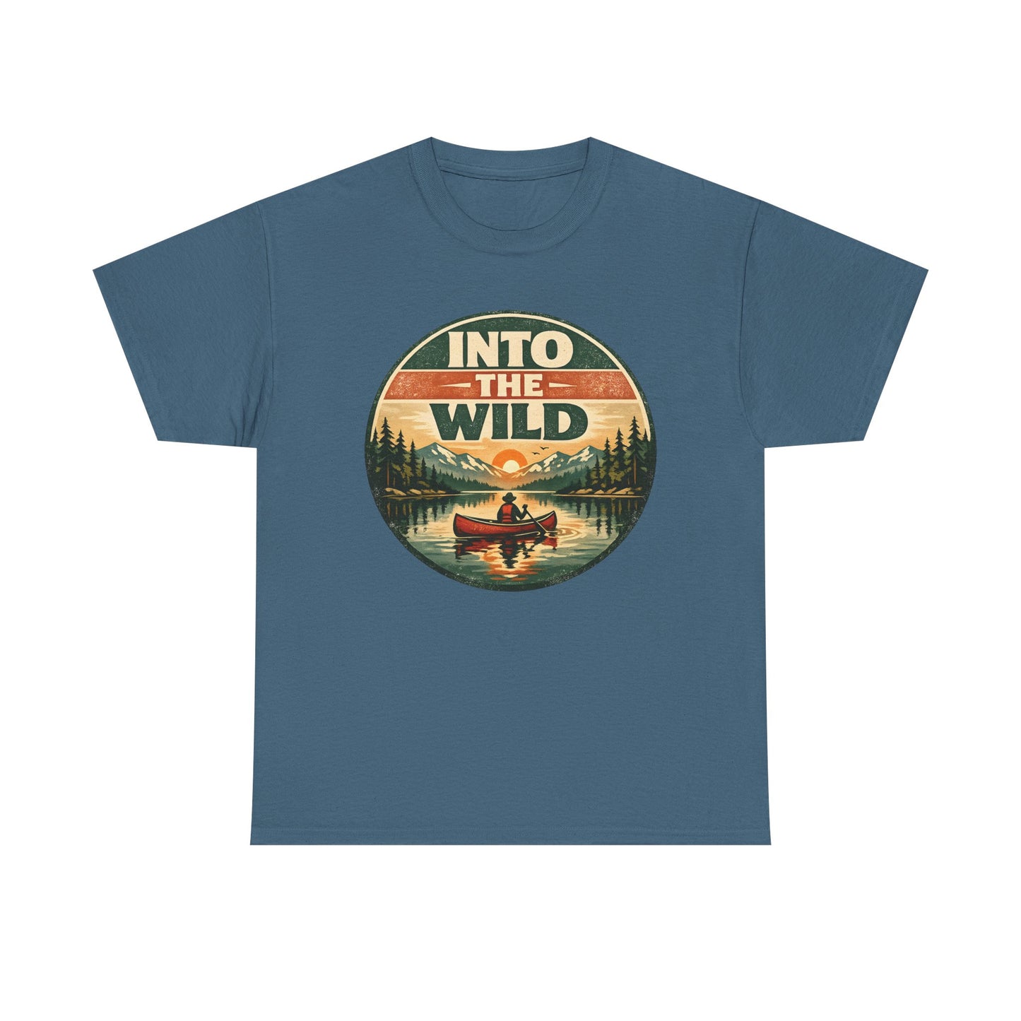 Into the Wild Canoe Badge Tee | Vintage Outdoor Graphic Shirt | Camping Adventure Gift