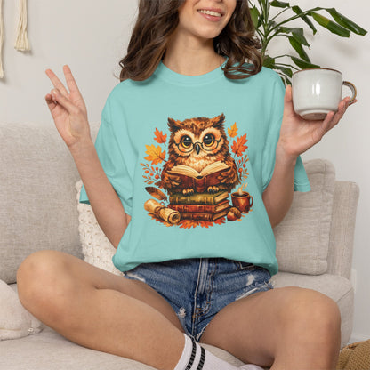 Wise Owl Watercolor Humor Tee | Book Lover Nature Shirt | Whimsical Wildlife Gift