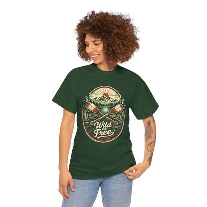 Wild and Free Badge Tee | Vintage Adventure Shirt | Outdoor Explorer Gift