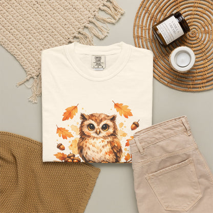 Watercolor Owl Graphic Tee | Autumn Wildlife Art Shirt | Owl Lover Gift