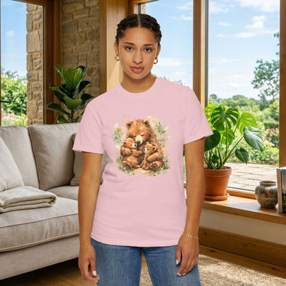 Mother Bear and Cubs Watercolor Tee | Wildlife Art Shirt | Mother Nature Gift | Unisex