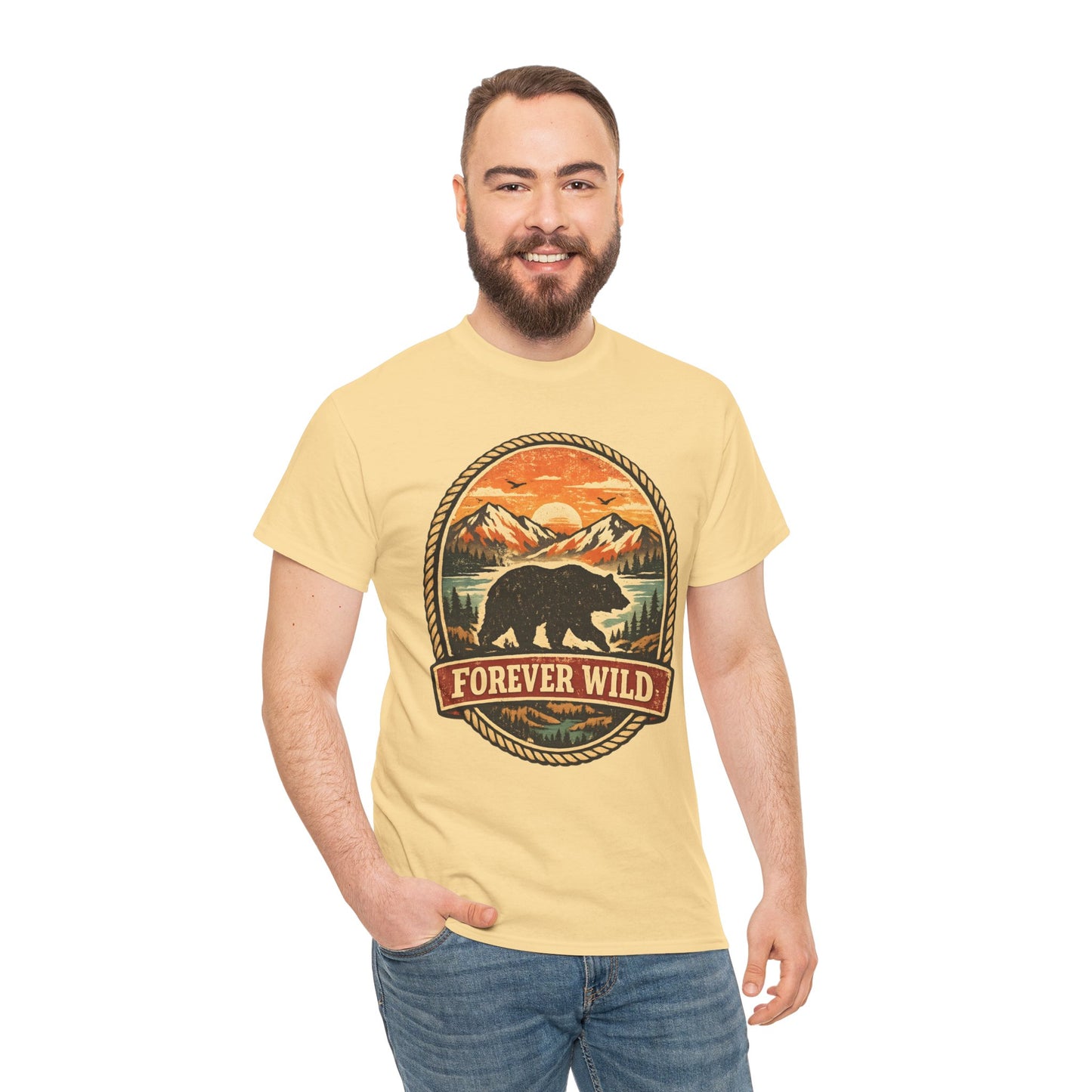 Grizzly Bear Forever Wild Badge Tee | Vintage National Park Shirt | Nature Lover Gift