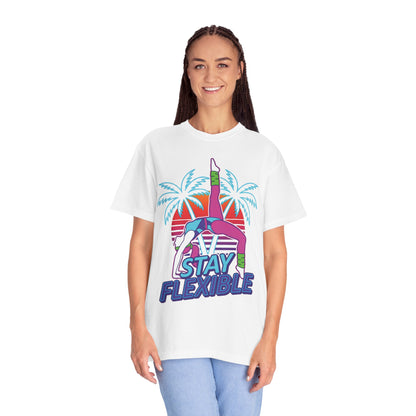 Stay Flexible Retro 80s Backbend Graphic Tee | Vintage Workout Shirt Women