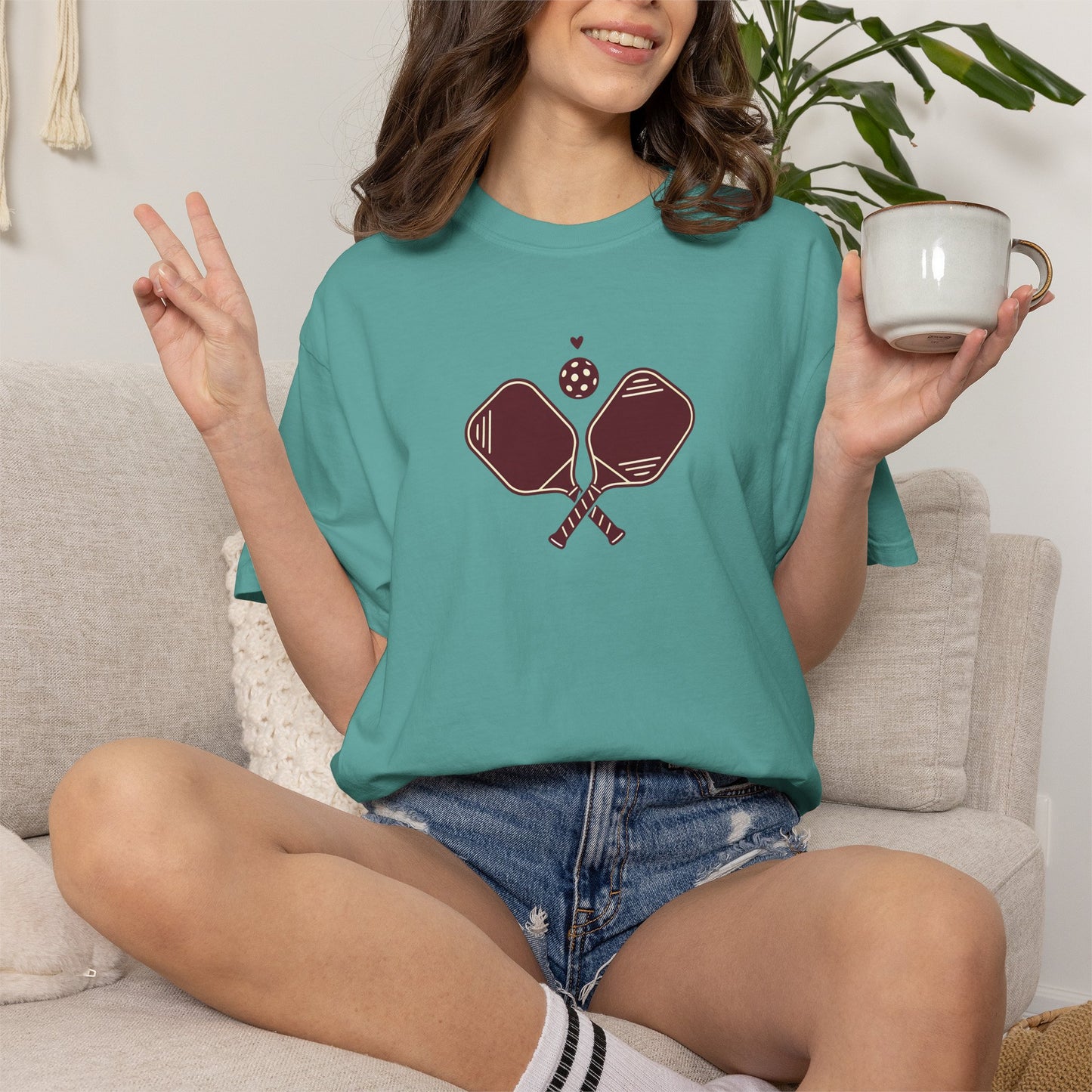 Pickleball Heart Icon Tee Pickler Love Minimalist Graphic Unisex Shirt