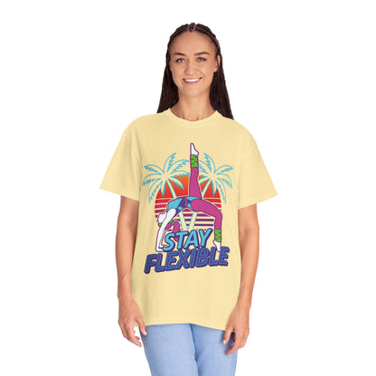Stay Flexible Retro 80s Backbend Graphic Tee | Vintage Workout Shirt Women