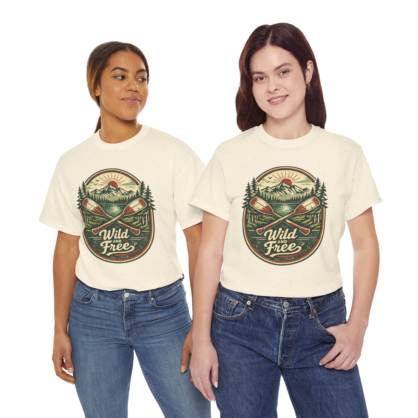 Wild and Free Badge Tee | Vintage Adventure Shirt | Outdoor Explorer Gift