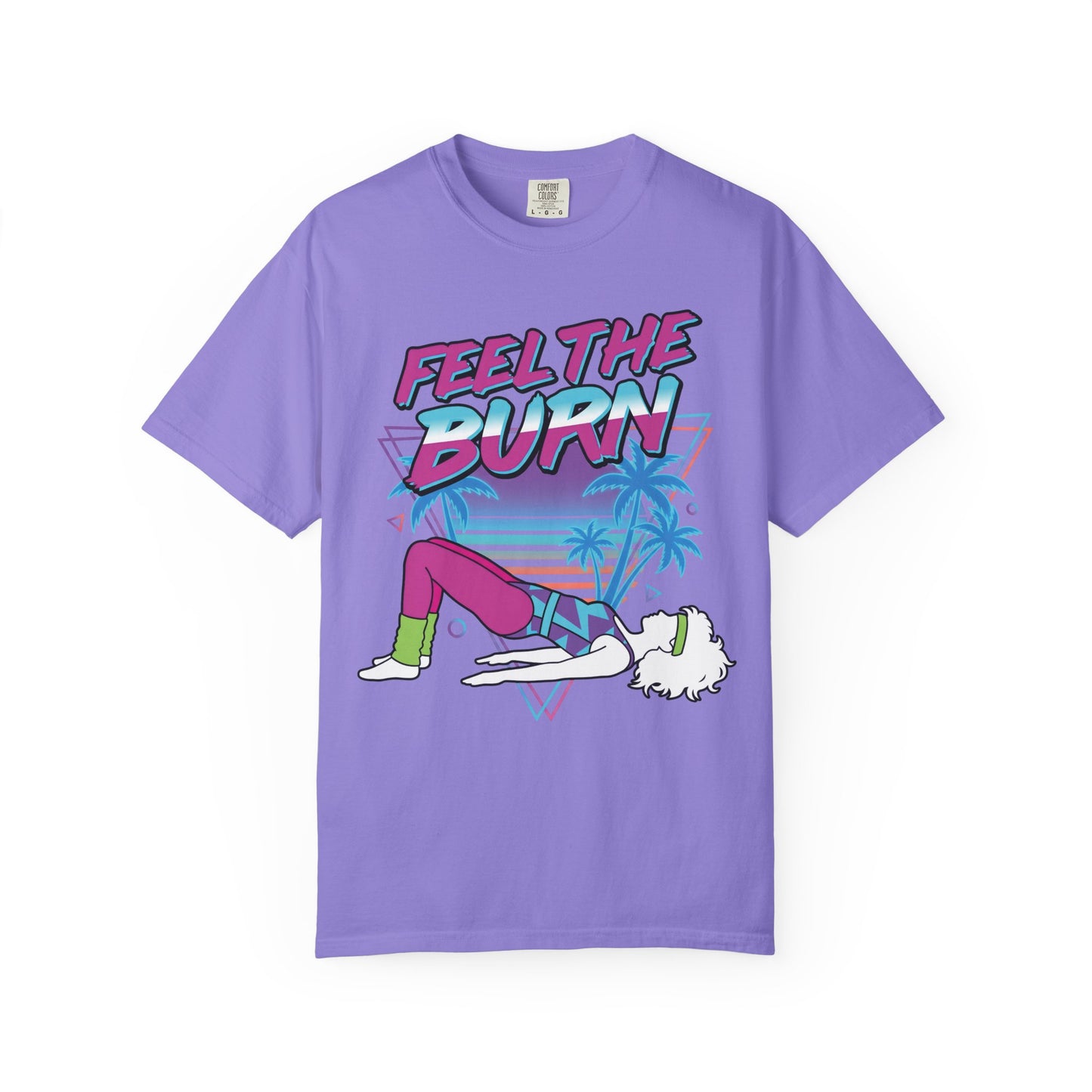 Feel the Burn Neon 80s Aerobics Graphic Tee | Retro Workout Shirt Women