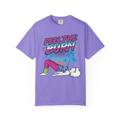 Feel the Burn Neon 80s Aerobics Graphic Tee | Retro Workout Shirt Women