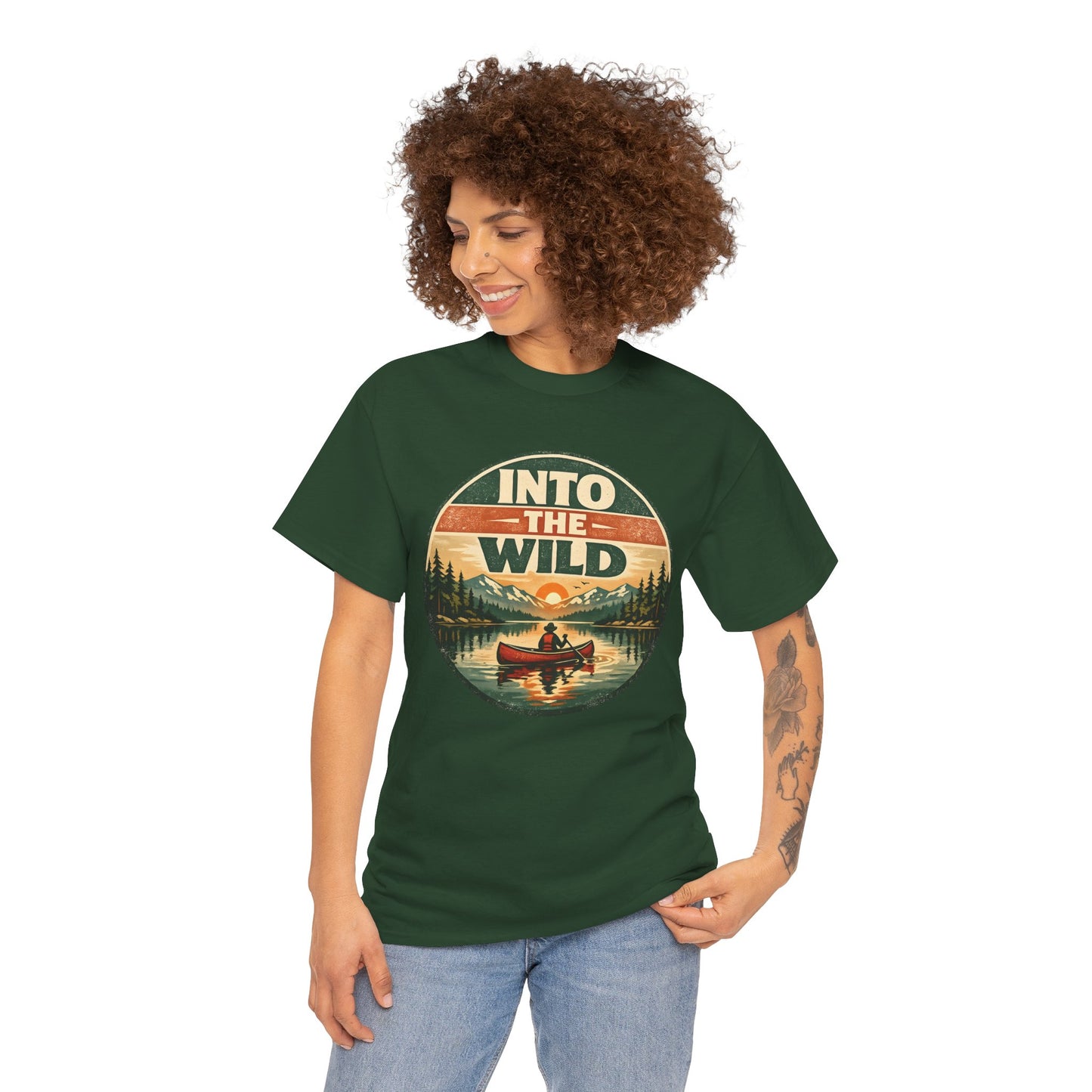 Into the Wild Canoe Badge Tee | Vintage Outdoor Graphic Shirt | Camping Adventure Gift