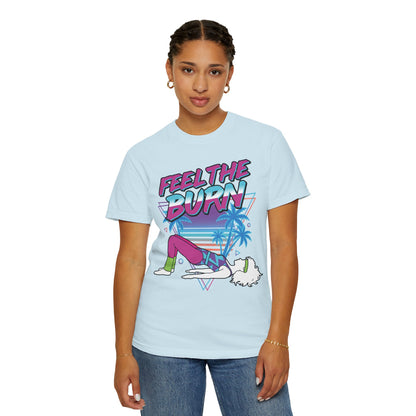 Feel the Burn Neon 80s Aerobics Graphic Tee | Retro Workout Shirt Women