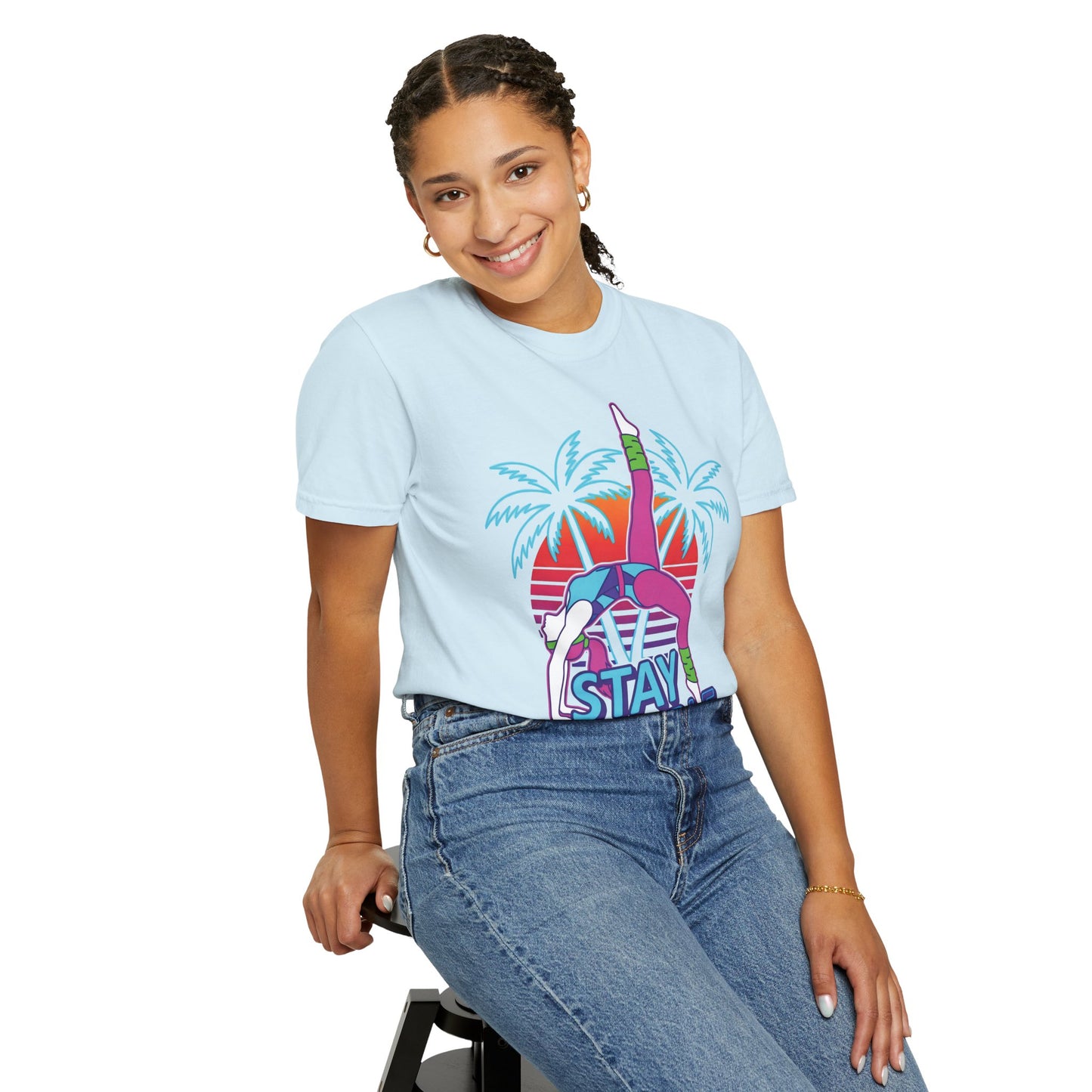 Stay Flexible Retro 80s Backbend Graphic Tee | Vintage Workout Shirt Women