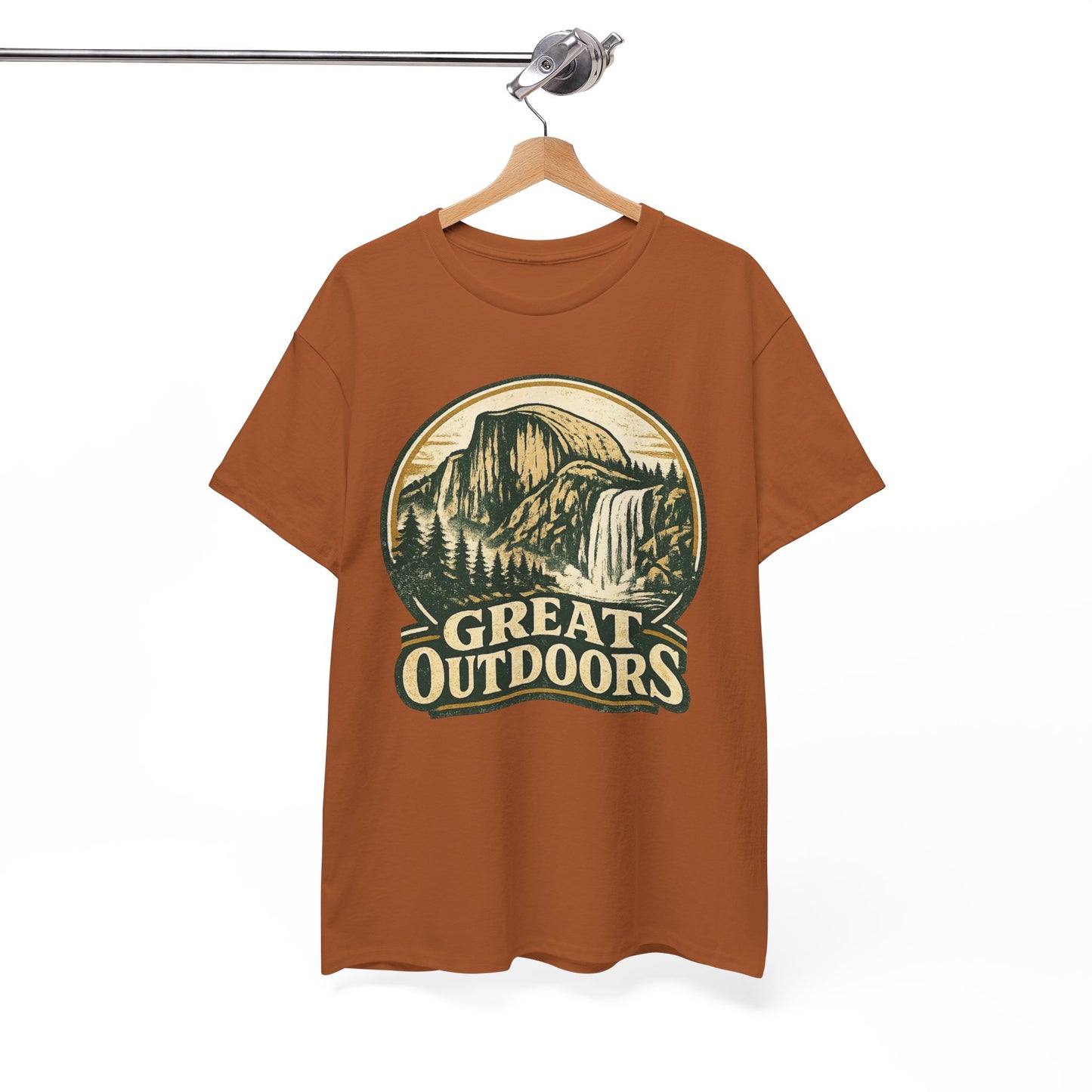 Great Outdoors Retro Badge Tee | Yosemite Half Dome Graphic Shirt | Camping Gift