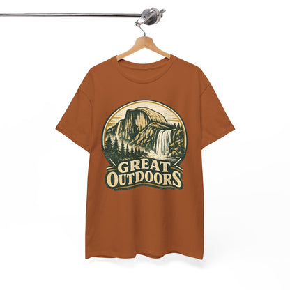Great Outdoors Retro Badge Tee | Yosemite Half Dome Graphic Shirt | Camping Gift