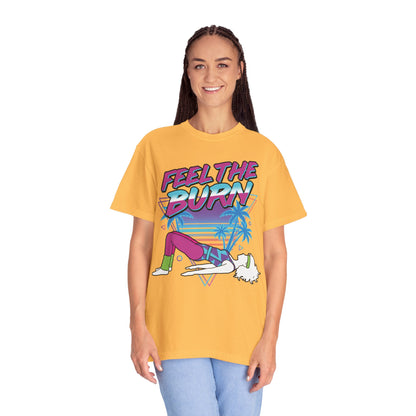 Feel the Burn Neon 80s Aerobics Graphic Tee | Retro Workout Shirt Women