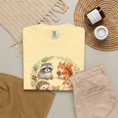 Woodland Animals Circle Watercolor Tee | Forest Creature Gift Shirt | Nature Lover