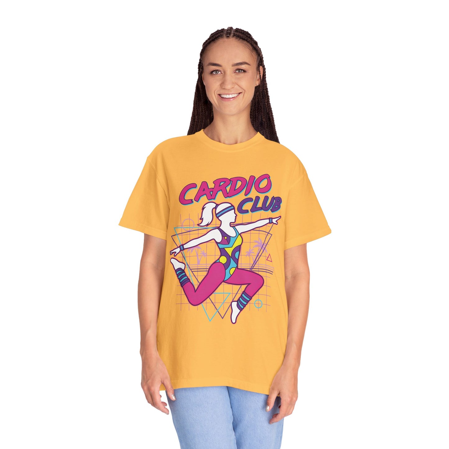 Cardio Club Retro 80s Grid Aerobics Graphic Tee | Vintage Gym Shirt Women