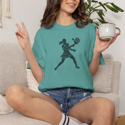 Pickleball Female Silhouette Icon Tee Minimalist Pickler Graphic Women T-Shirt