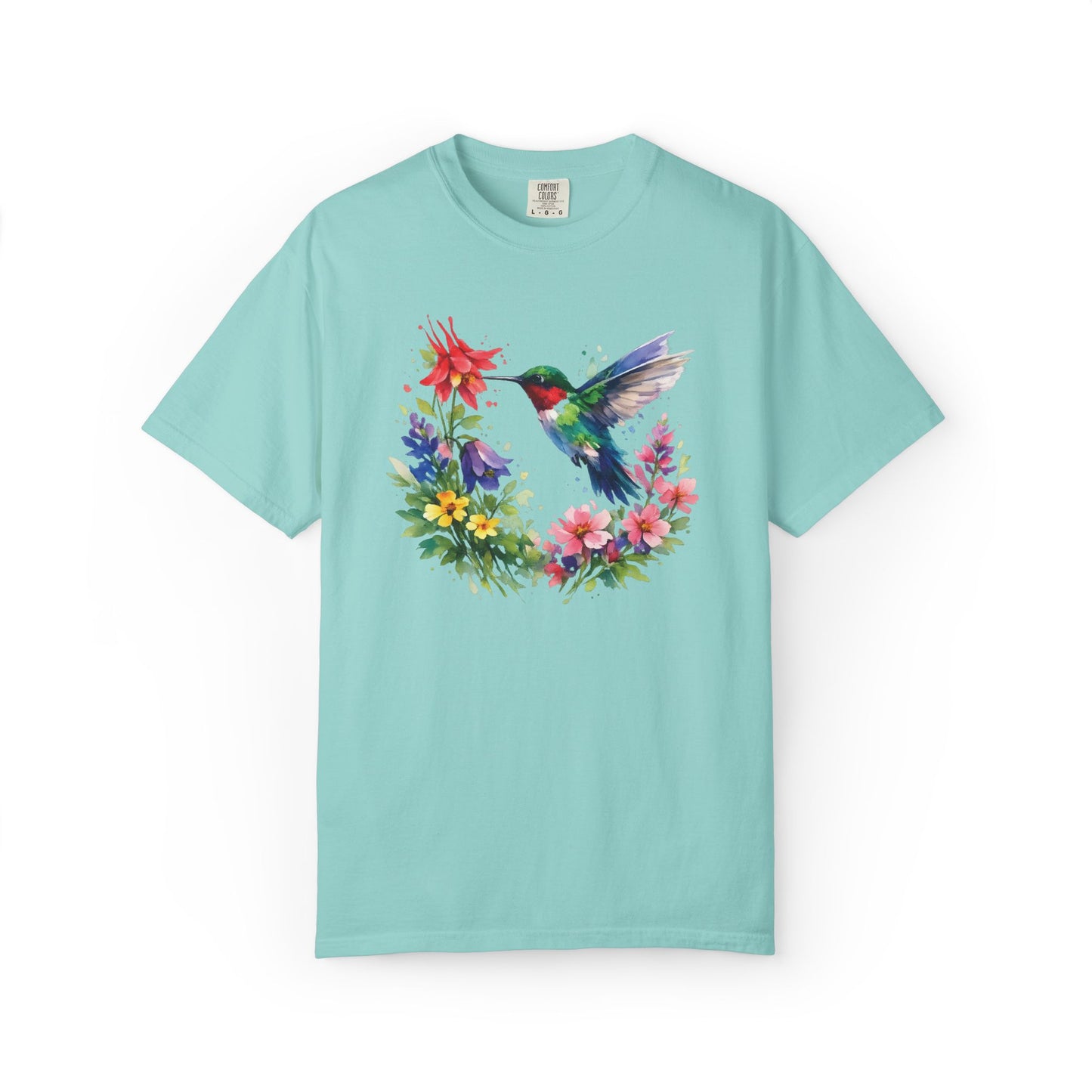Hummingbird Wildflower Watercolor Tee | Jewel Tone Nature Shirt | Bird Watcher Gift