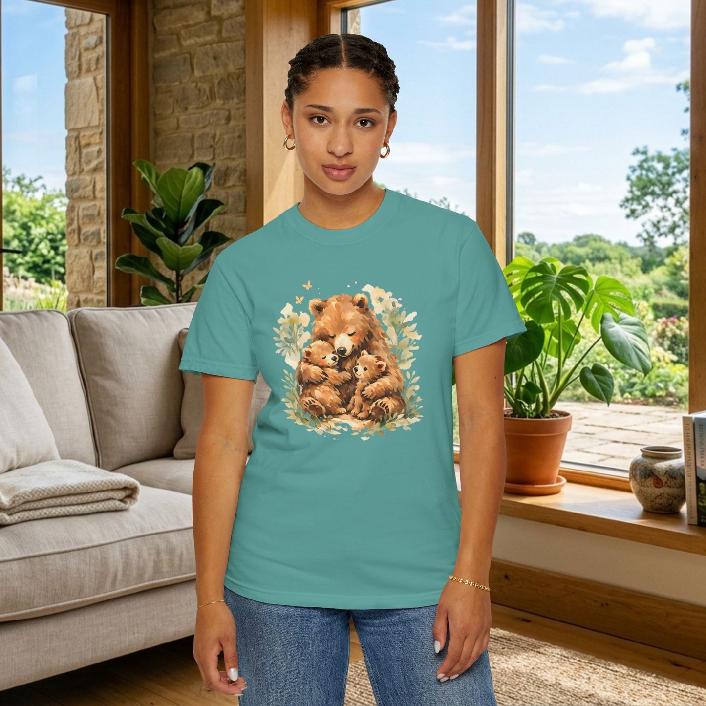 Mother Bear and Cubs Watercolor Tee | Wildlife Art Shirt | Mother Nature Gift | Unisex
