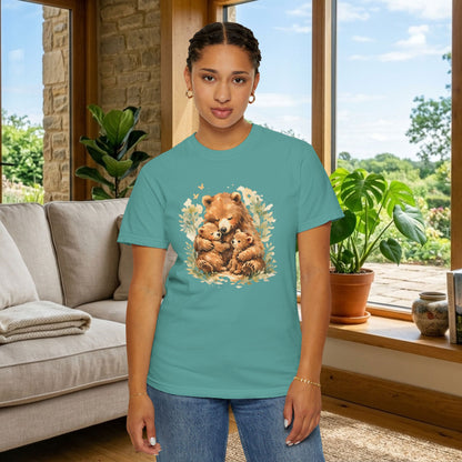 Mother Bear and Cubs Watercolor Tee | Wildlife Art Shirt | Mother Nature Gift | Unisex