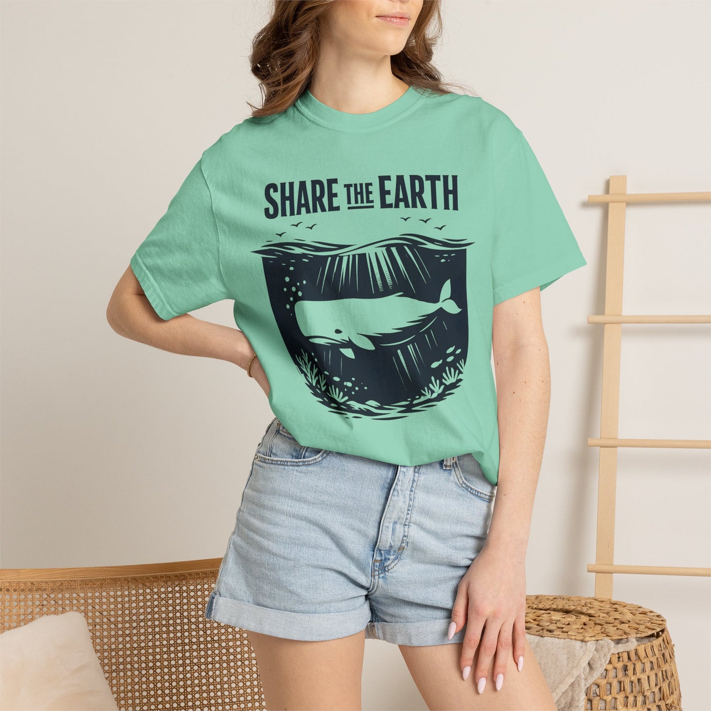 Whale Conservation Tee | Share the Earth Graphic Shirt | Ocean Wildlife Gift | Unisex