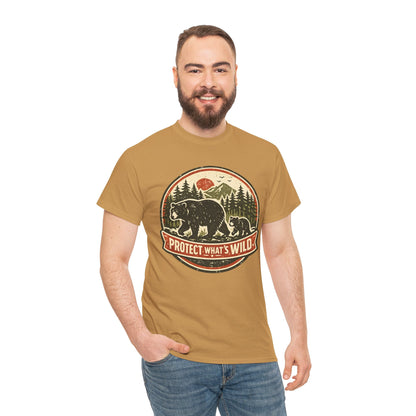 Bear and Cub Retro Badge Tee | Protect What's Wild | Wildlife Lover Gift | Unisex