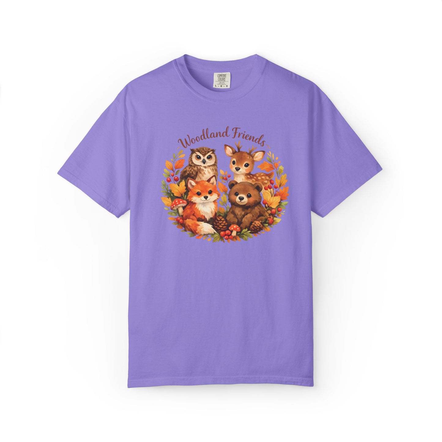 Woodland Friends Badge Watercolor Tee | Fox Bear Deer Owl Shirt | Nature Lover Gift