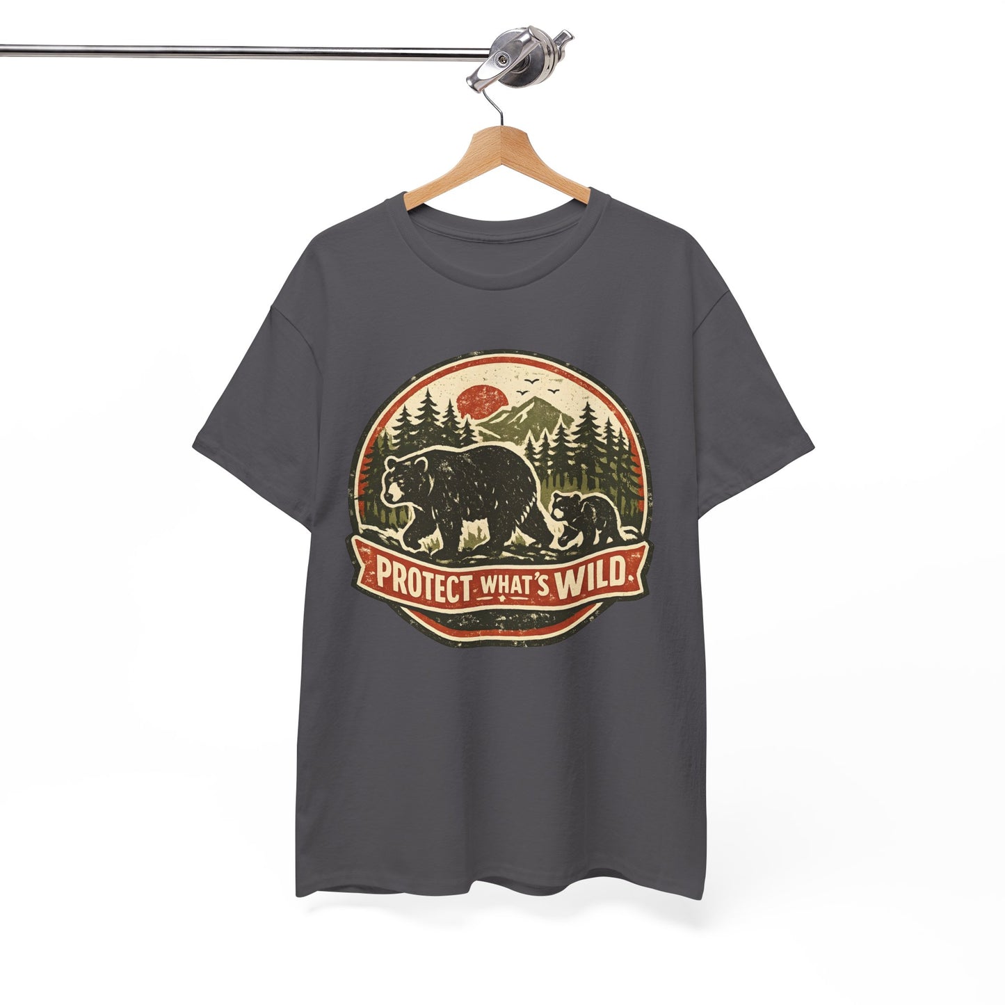 Bear and Cub Retro Badge Tee | Protect What's Wild | Wildlife Lover Gift | Unisex
