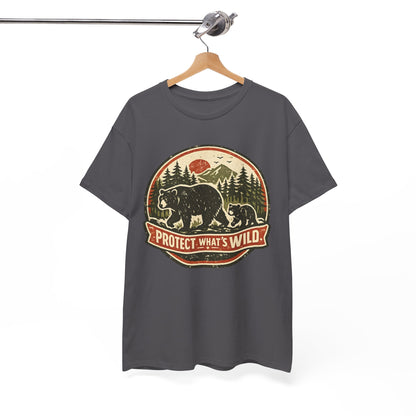 Bear and Cub Retro Badge Tee | Protect What's Wild | Wildlife Lover Gift | Unisex