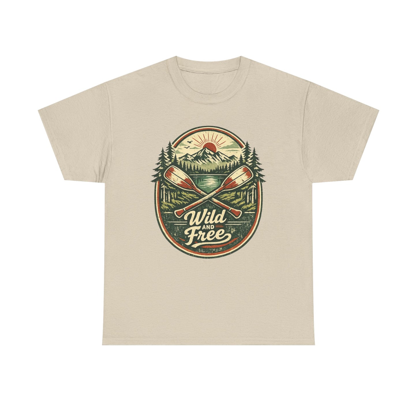 Wild and Free Badge Tee | Vintage Adventure Shirt | Outdoor Explorer Gift