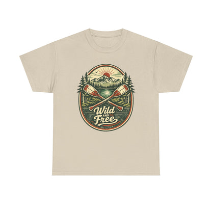 Wild and Free Badge Tee | Vintage Adventure Shirt | Outdoor Explorer Gift