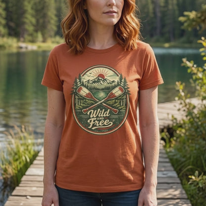 Wild and Free Badge Tee | Vintage Adventure Shirt | Outdoor Explorer Gift