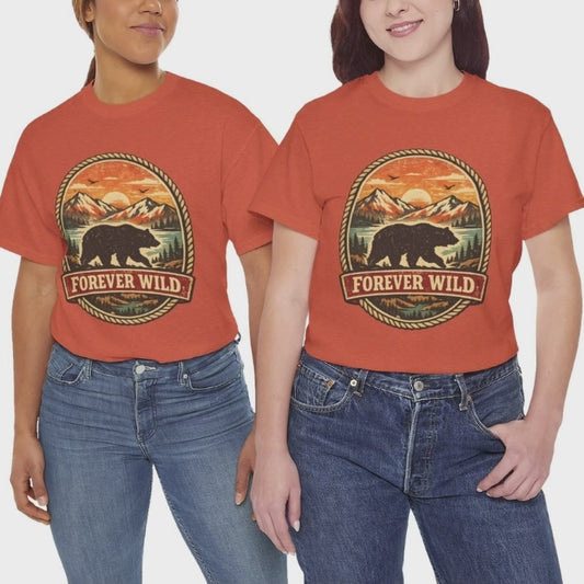 Grizzly Bear Forever Wild Badge Tee | Vintage National Park Shirt | Nature Lover Gift